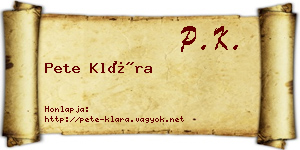 Pete Klára névjegykártya
