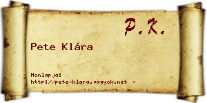 Pete Klára névjegykártya